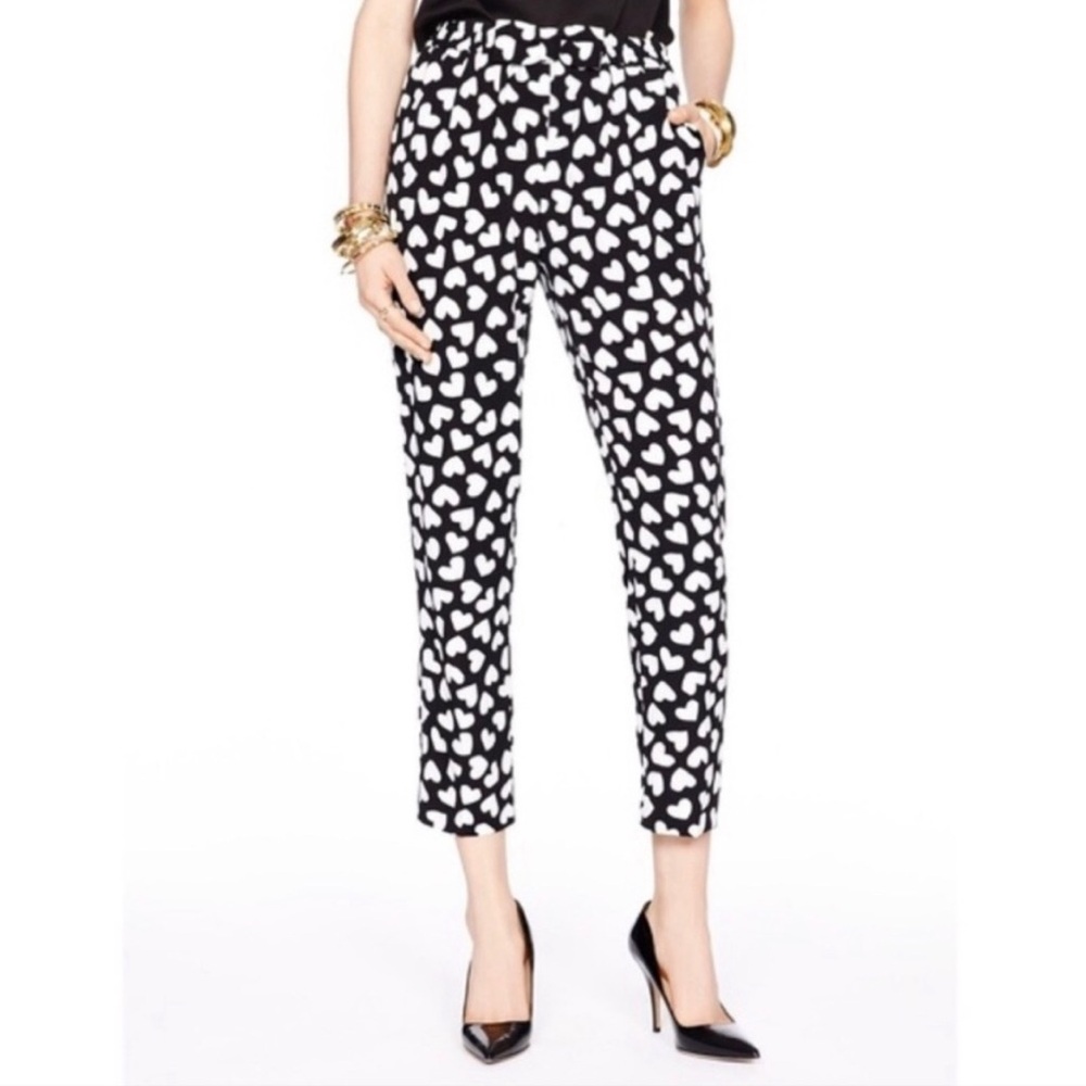 Kate spade dancing hearts pants black white 8 medium